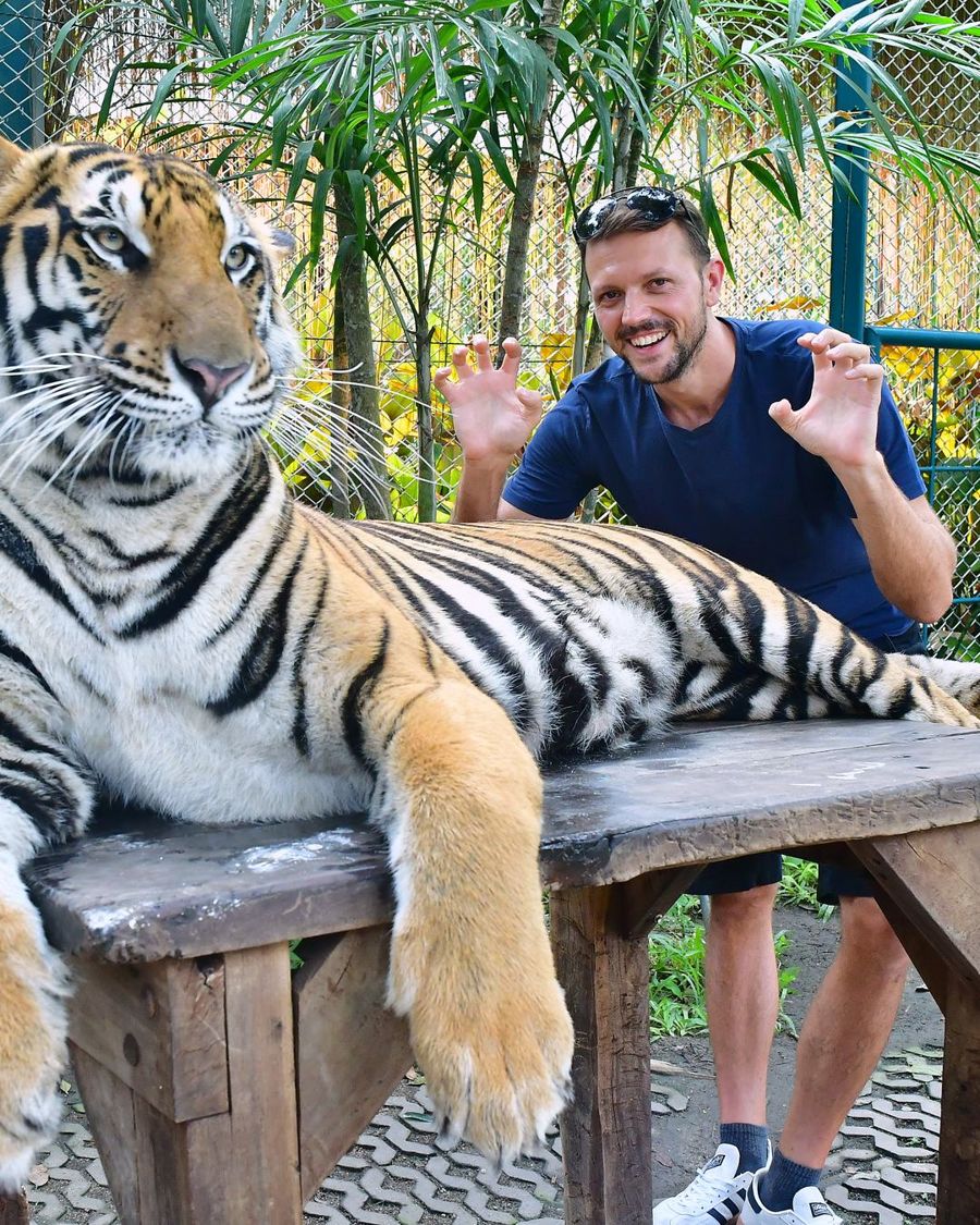 Marco mit einem Tiger
